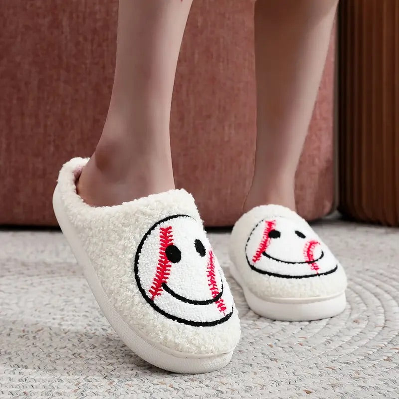 Baseball Smiley Slippers