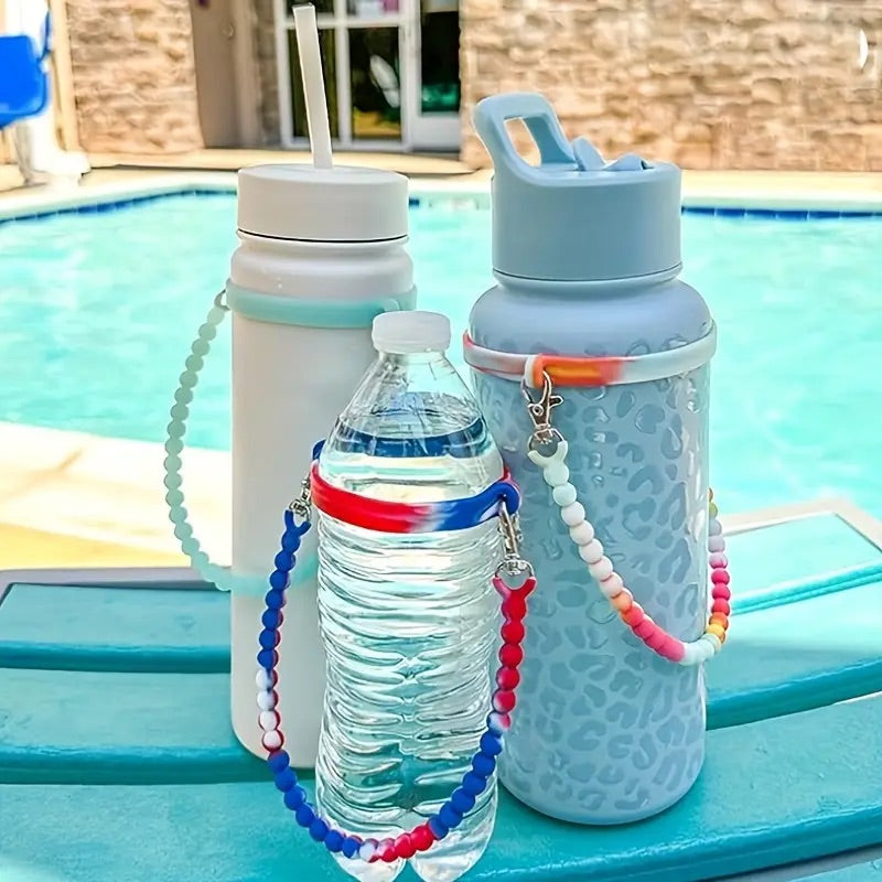 Silicone water bottle handle