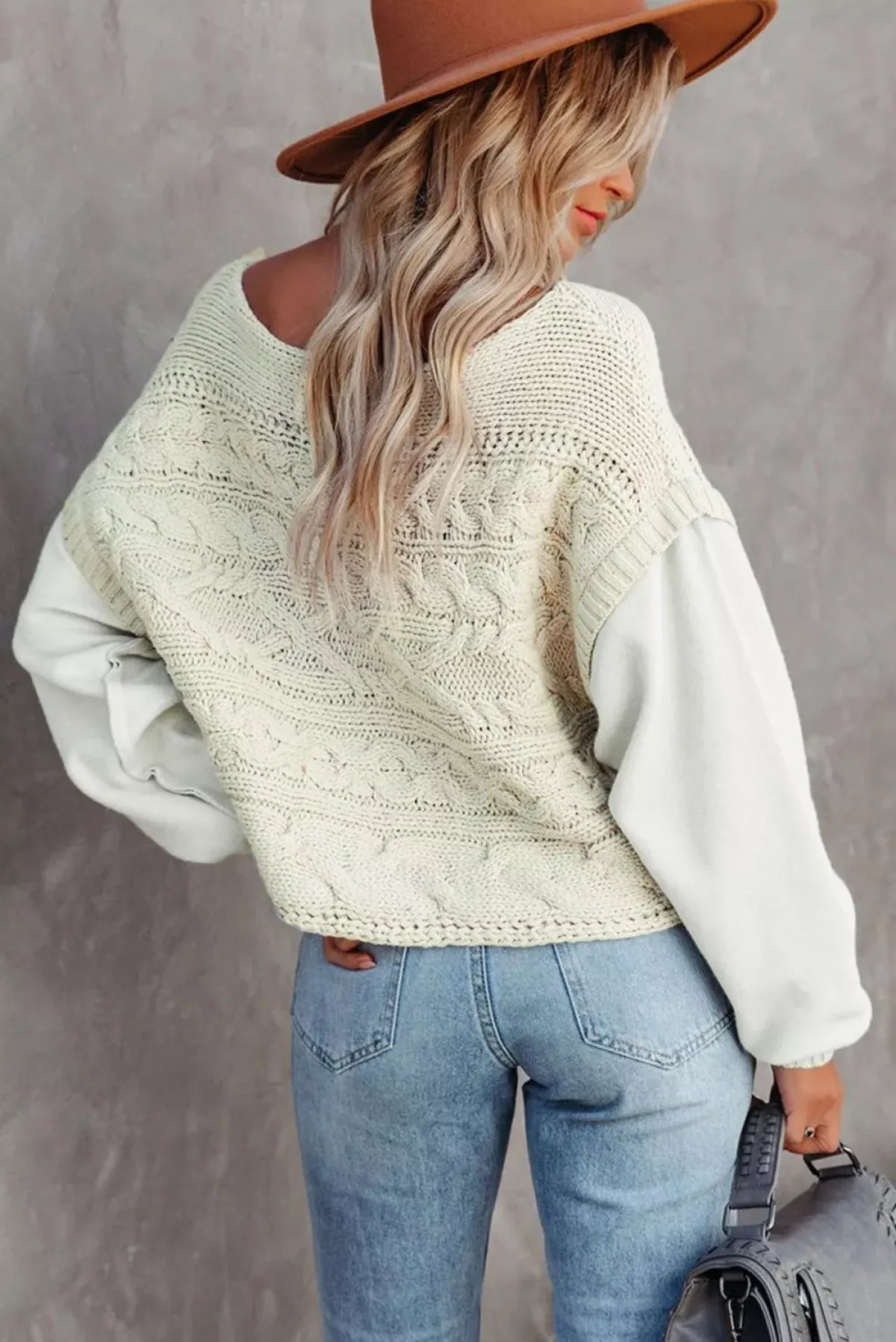 Apricot Faux Two-Piece Textured Knit Sweater