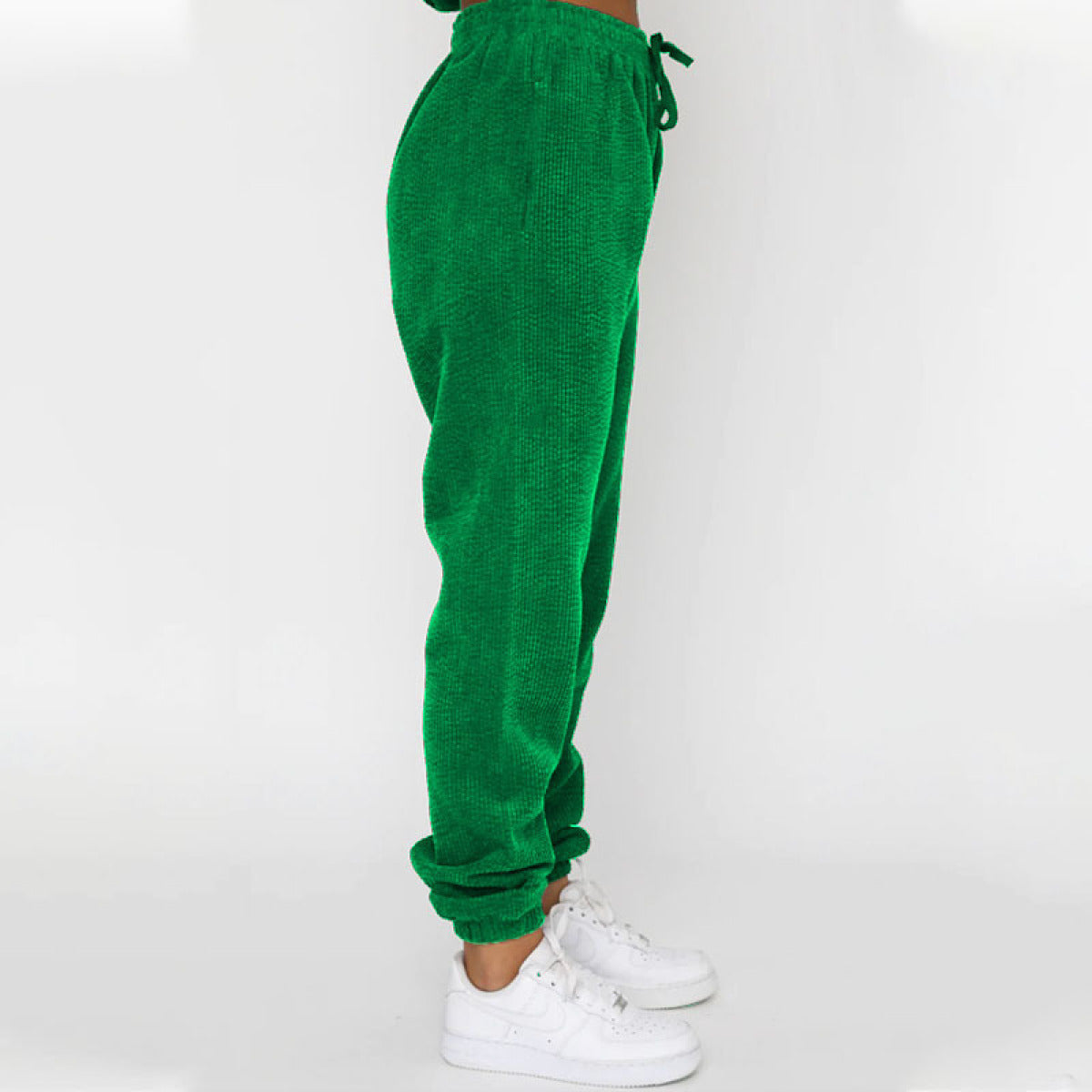 Corduroy Crew Neck Pullover Long Sleeve Sweatshirts & TiePants Two-Piece Sets