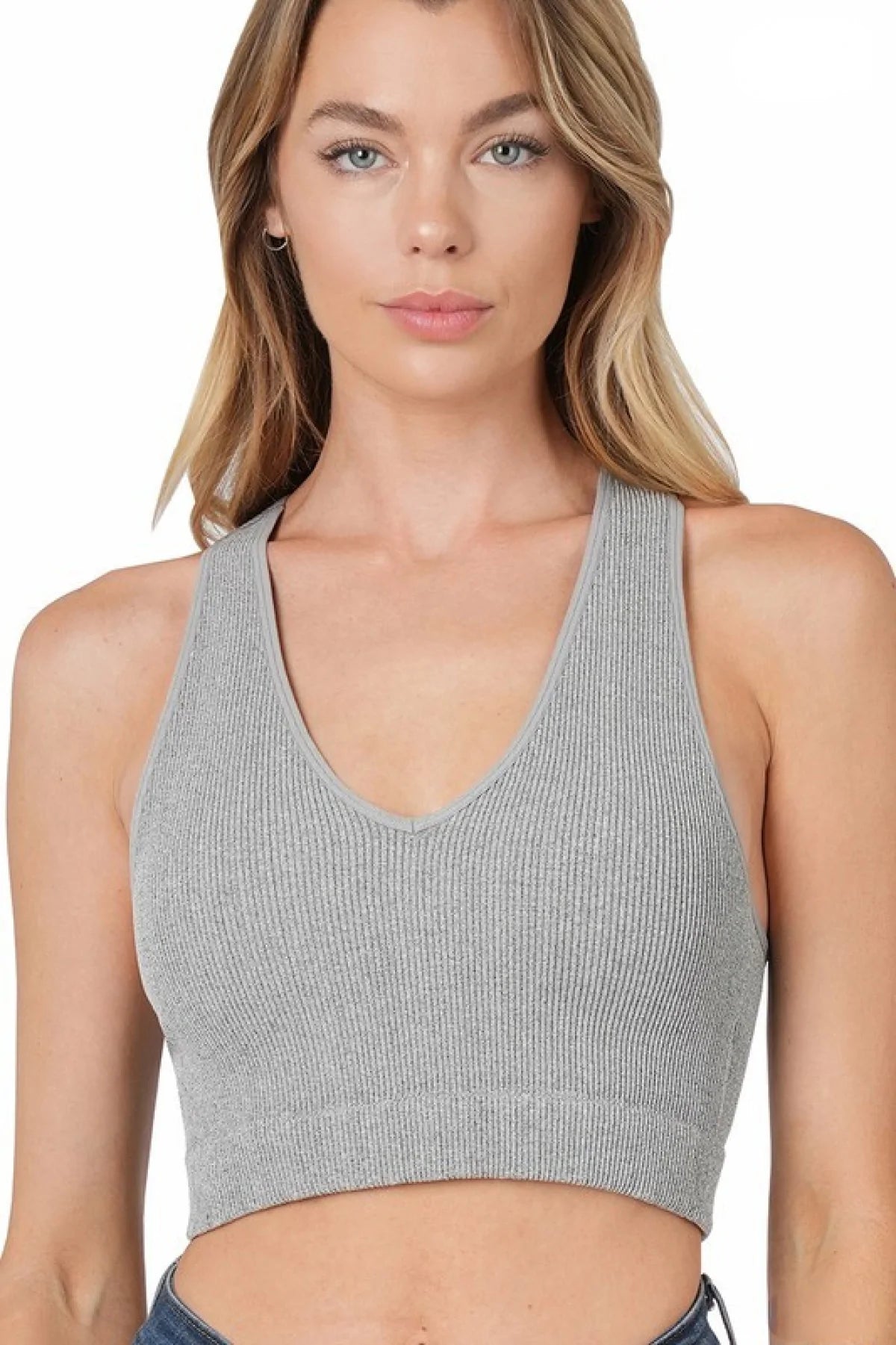 Zenana Ribbed Cropped Raceback Tank Top