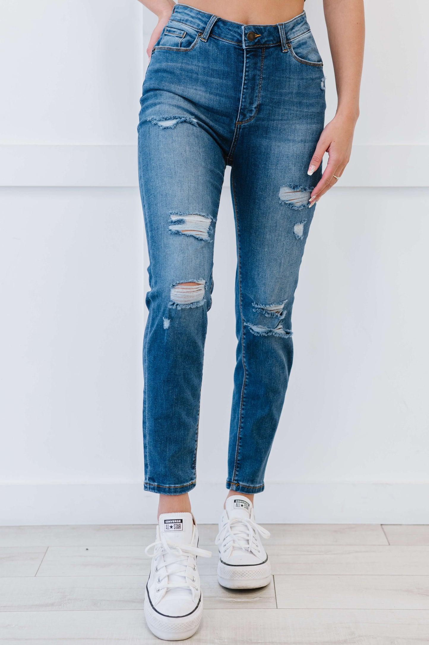 Muselooks High Rise Distressed Skinny Jeans