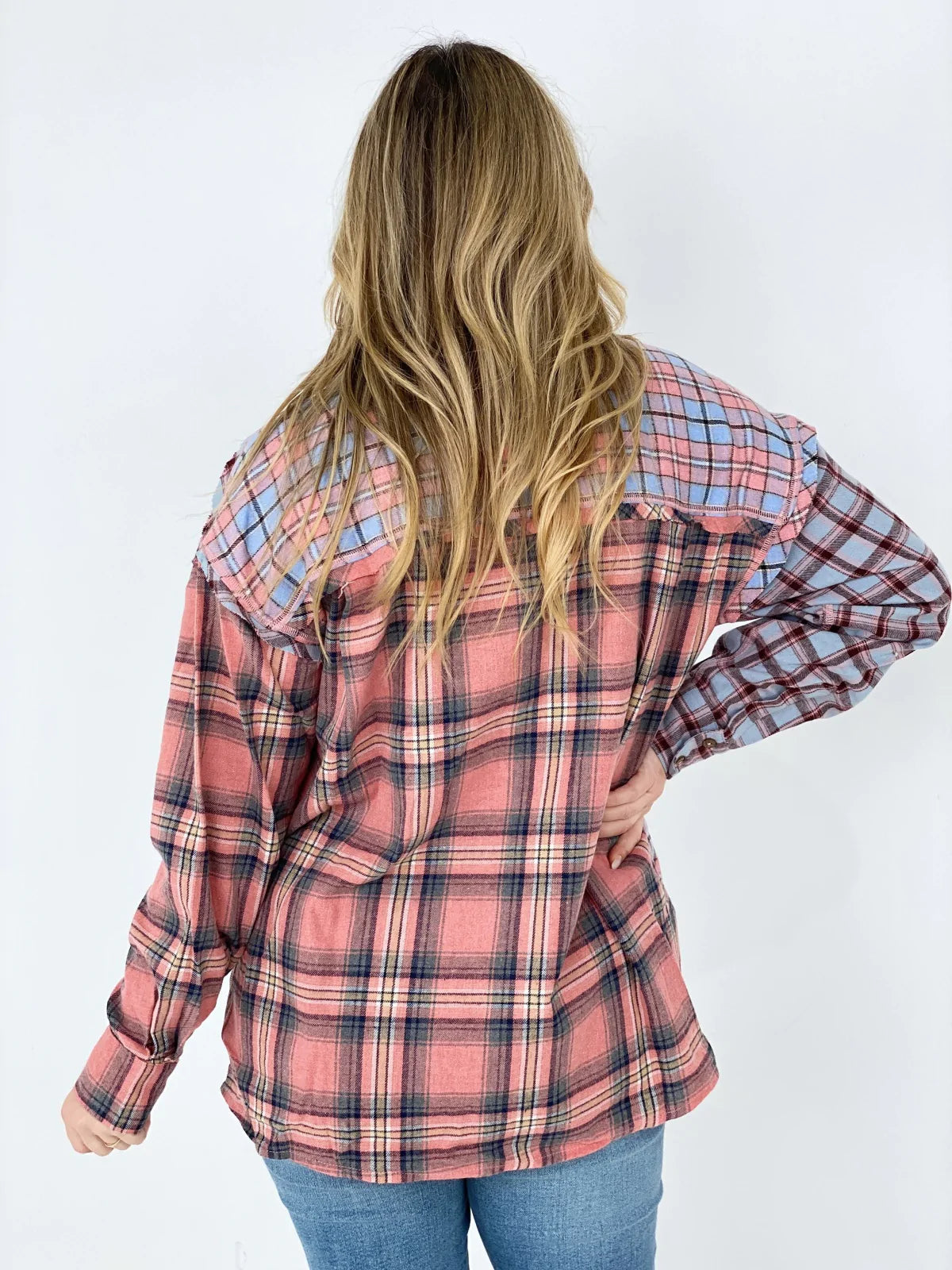 Easel "Mix It Up" Mixed Plaid Shirt