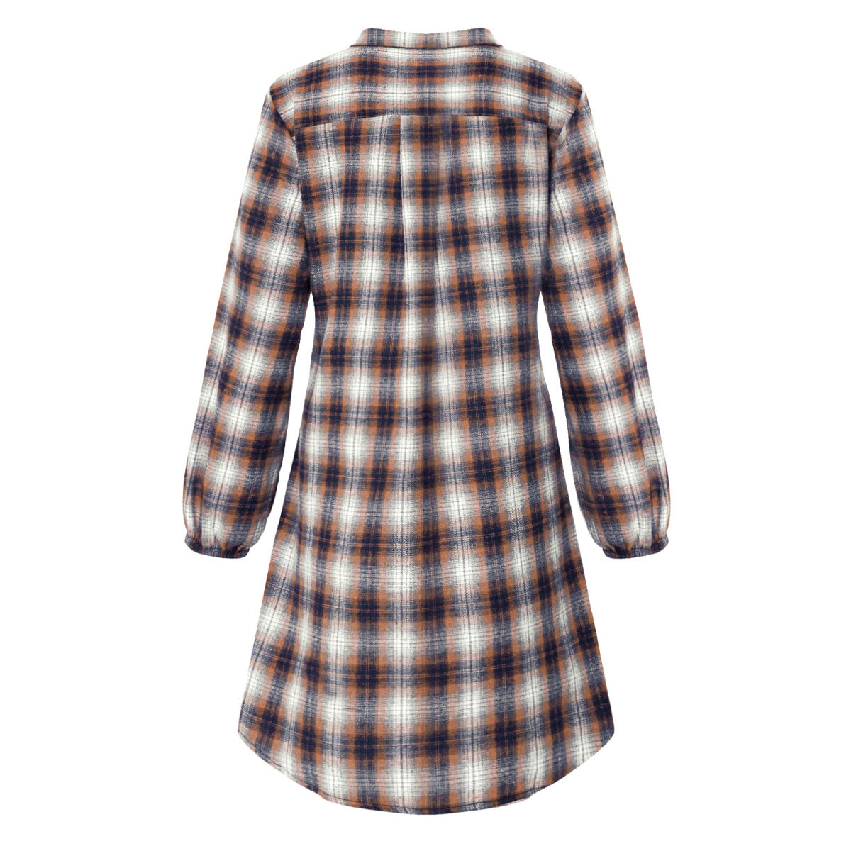 Long Sleeve Plaid Single-Breasted Shirt Dress with Belt