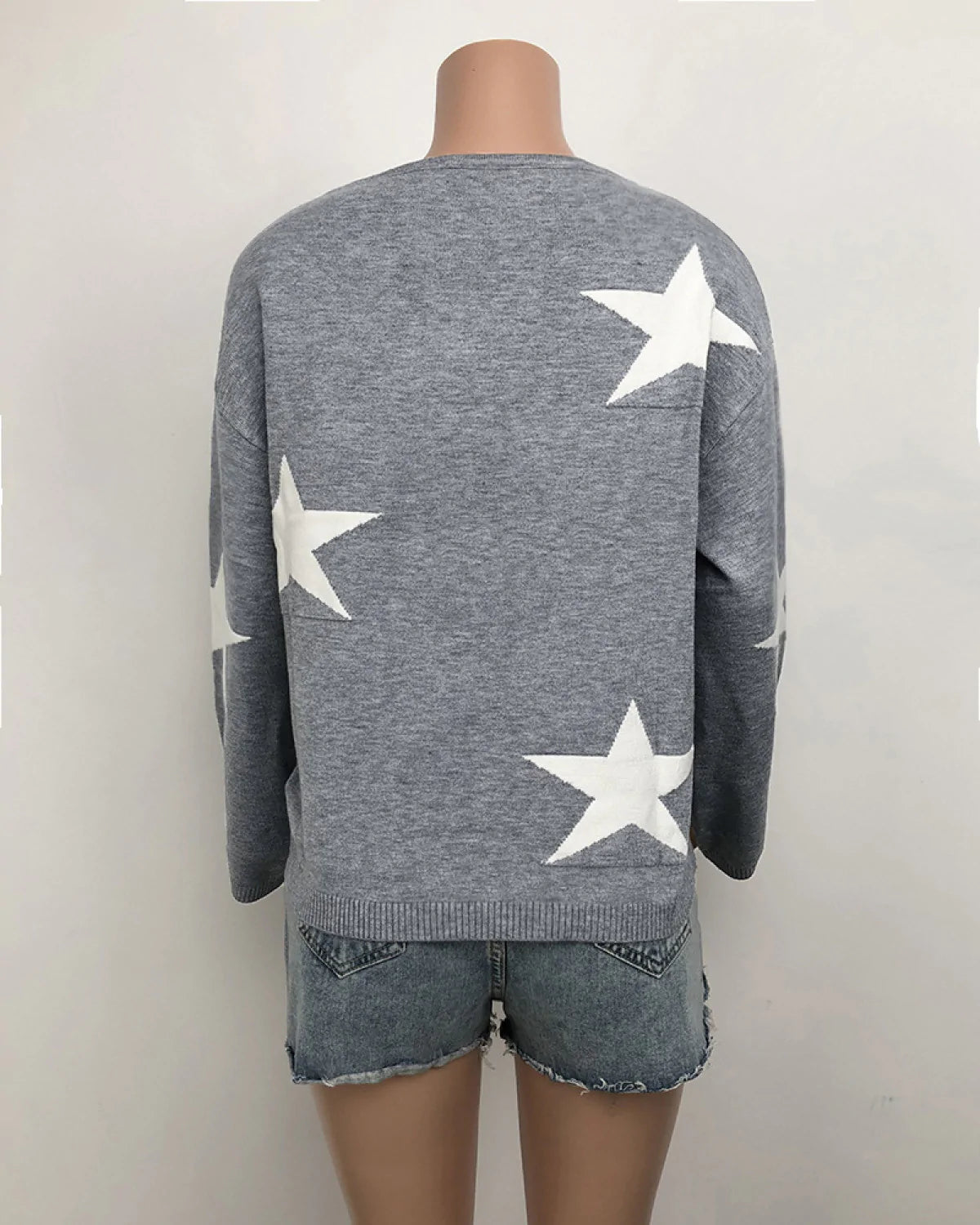 Pullover Round Neck Five-Pointed Star Knitted Sweater