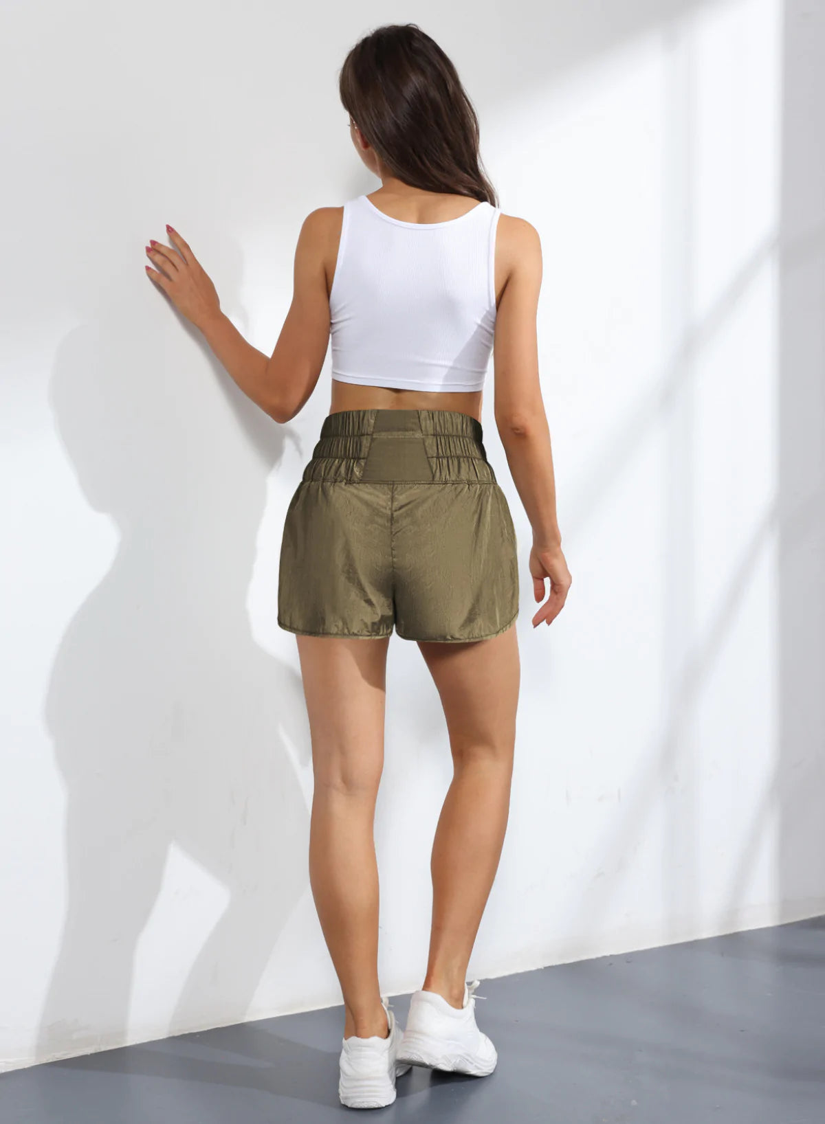 High-waist Solid Color Sports Shorts