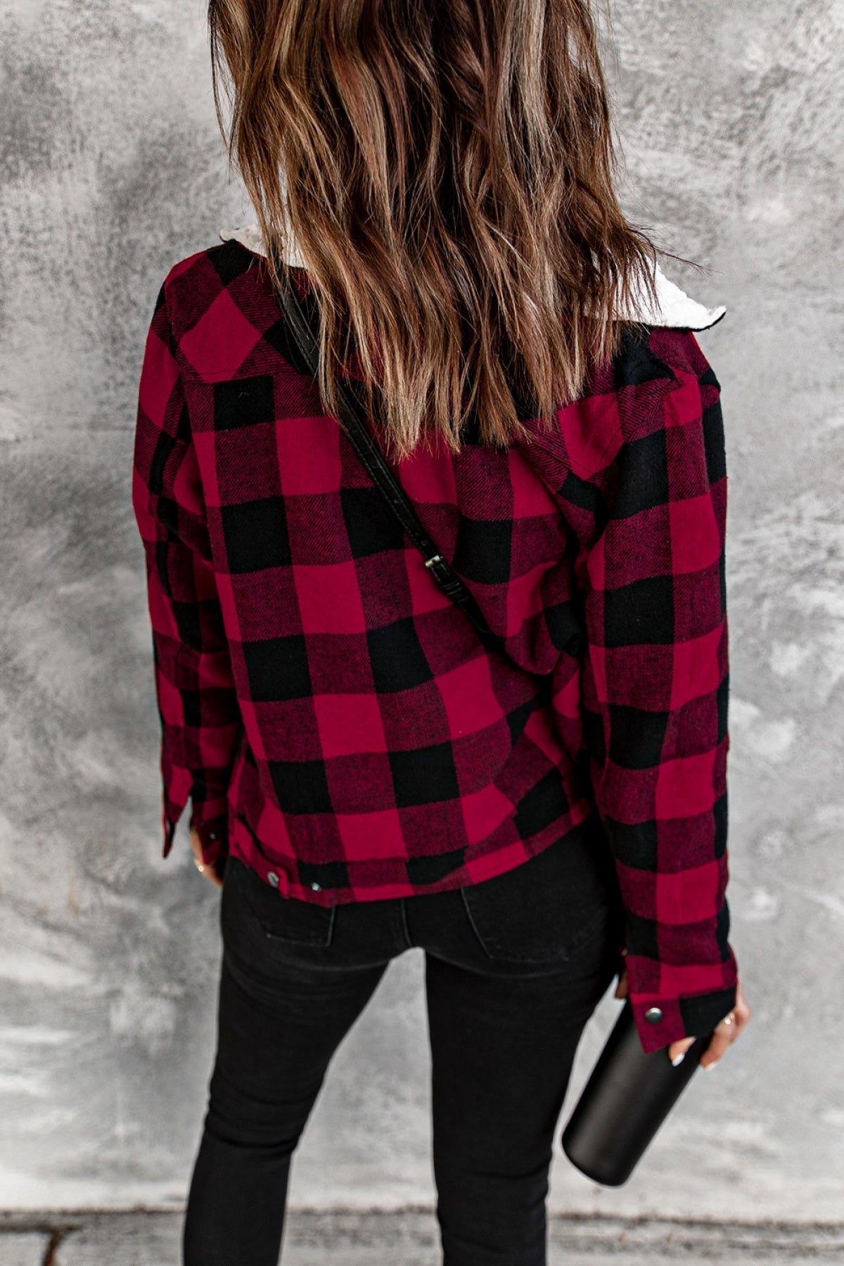 Plaid Print Fleece Button Jacket