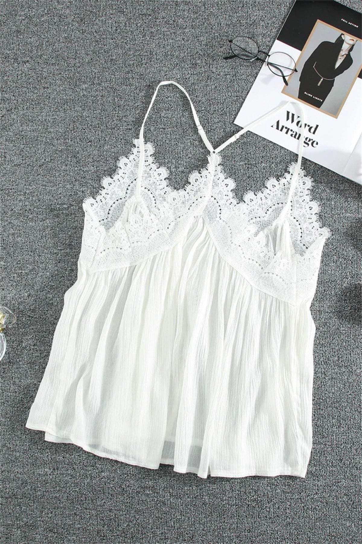 Solid Color Lace Ruffle Camisole