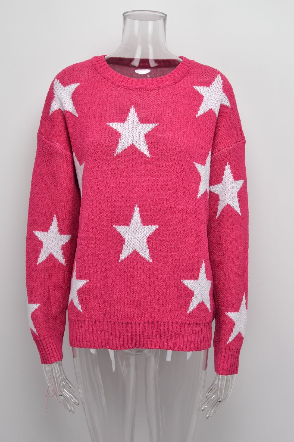 Crew Neck Long Sleeve Stars Graphics Sweater