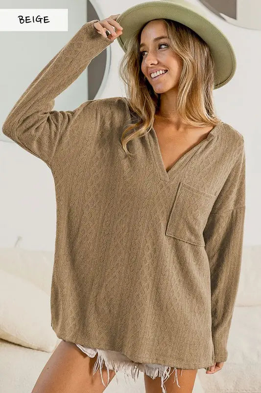 Baggy Knit Front Pocket Sweater