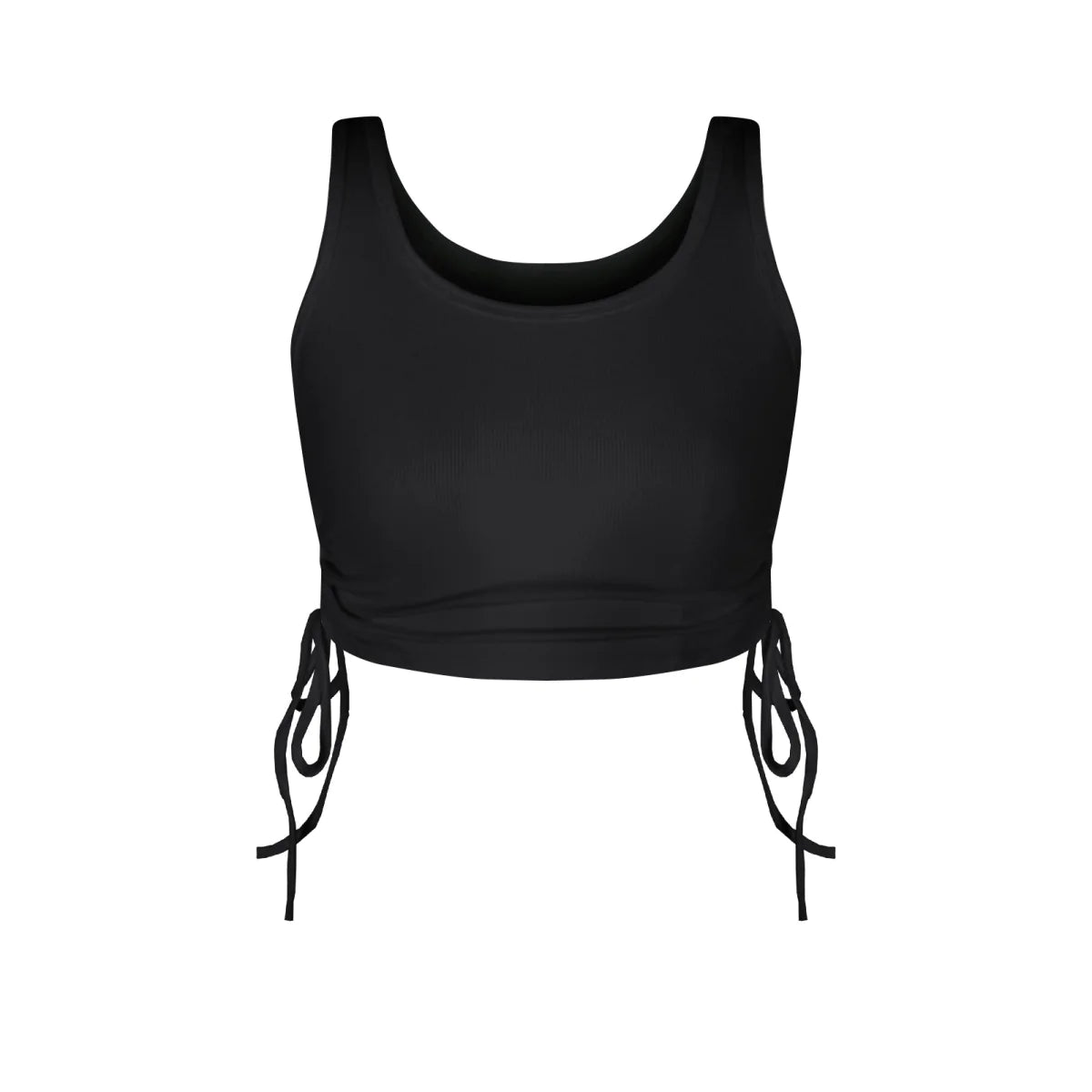 Solid Color Rouching Drawstring Crop Tank Top