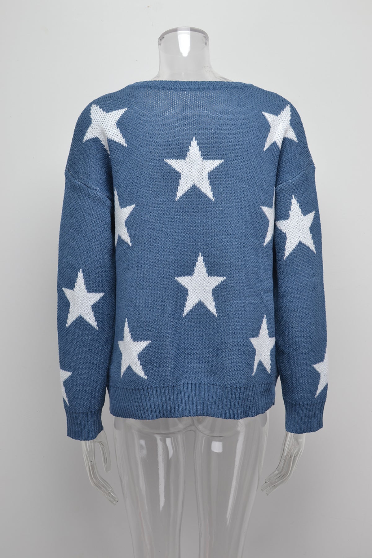 Crew Neck Long Sleeve Stars Graphics Sweater