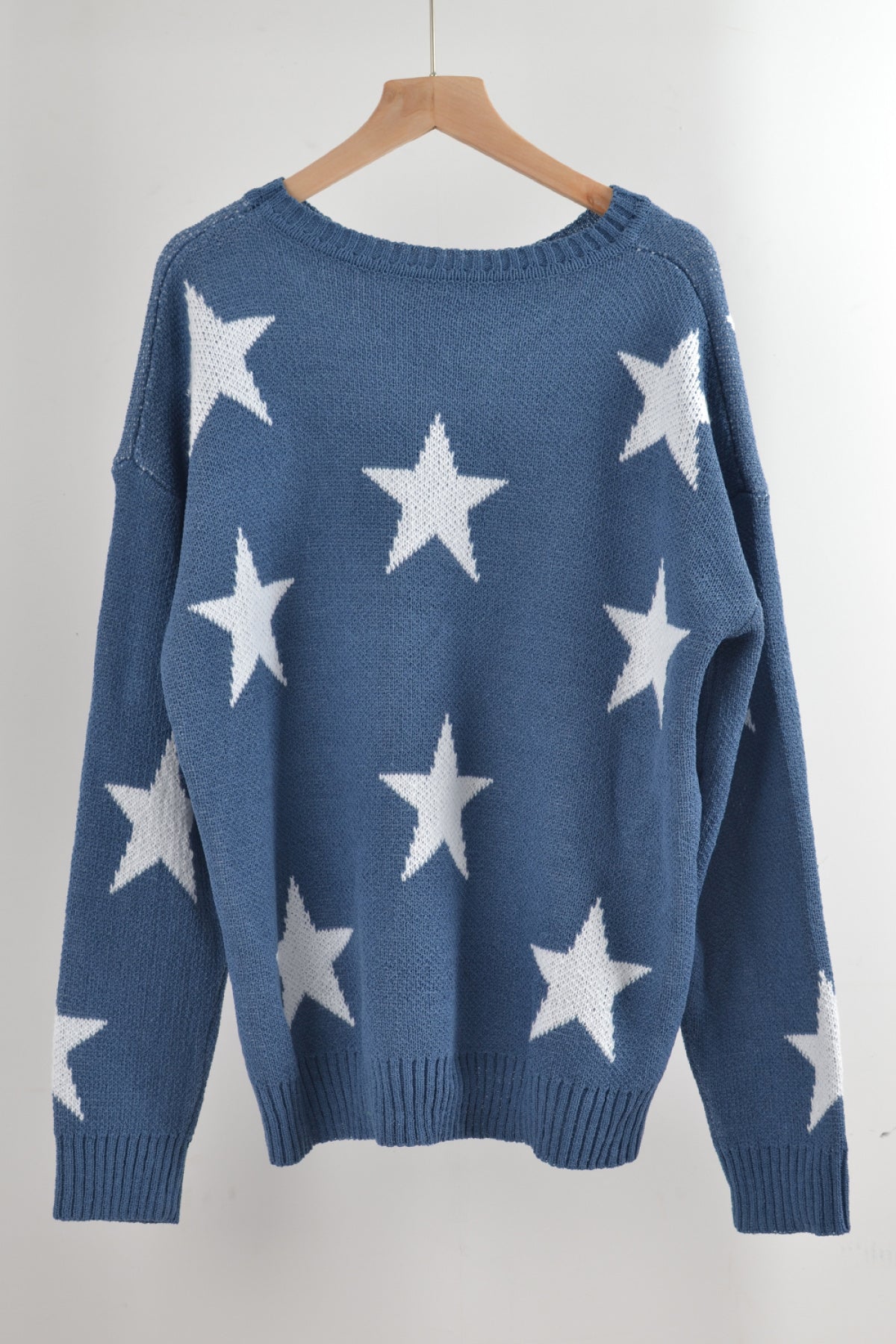 Crew Neck Long Sleeve Stars Graphics Sweater