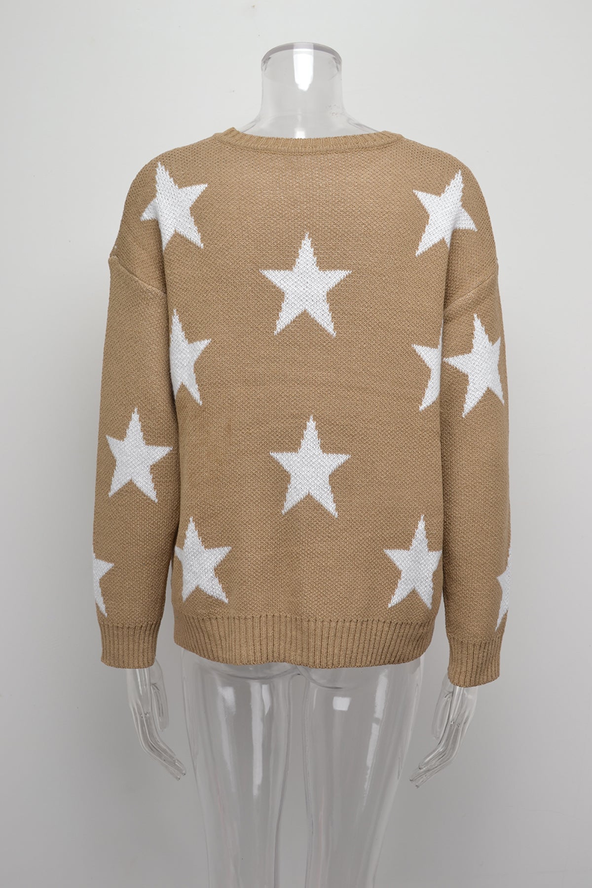 Crew Neck Long Sleeve Stars Graphics Sweater