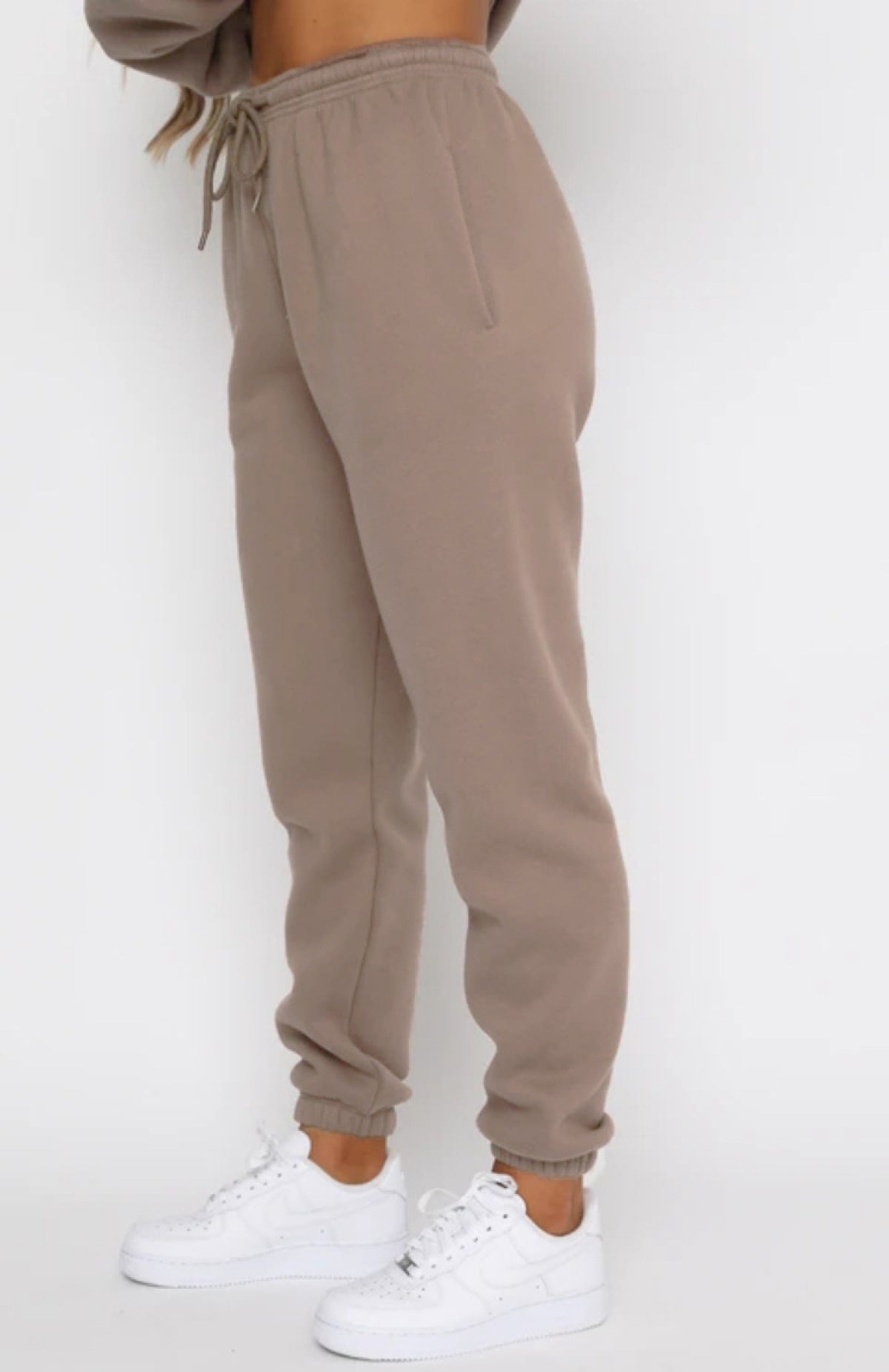 Solid Color Round Neck Long-Sleeved Sweatshirt & Sweatpants Set