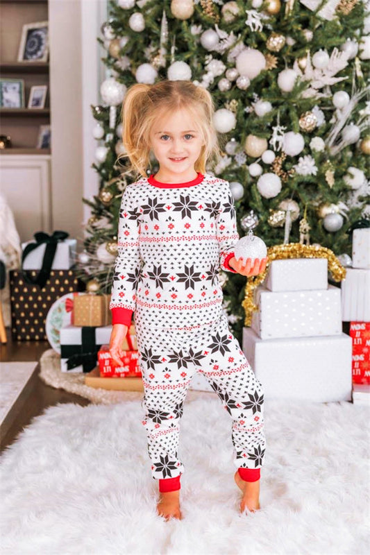 Crew Neck Christmas Snowflakes Pattern Parent-Child Matching Sets