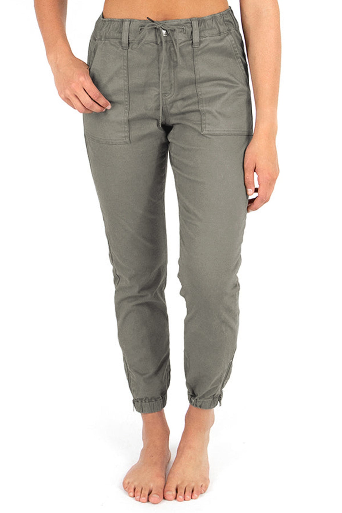 Green Slim Fit Pocketed Twill Jogger Pants