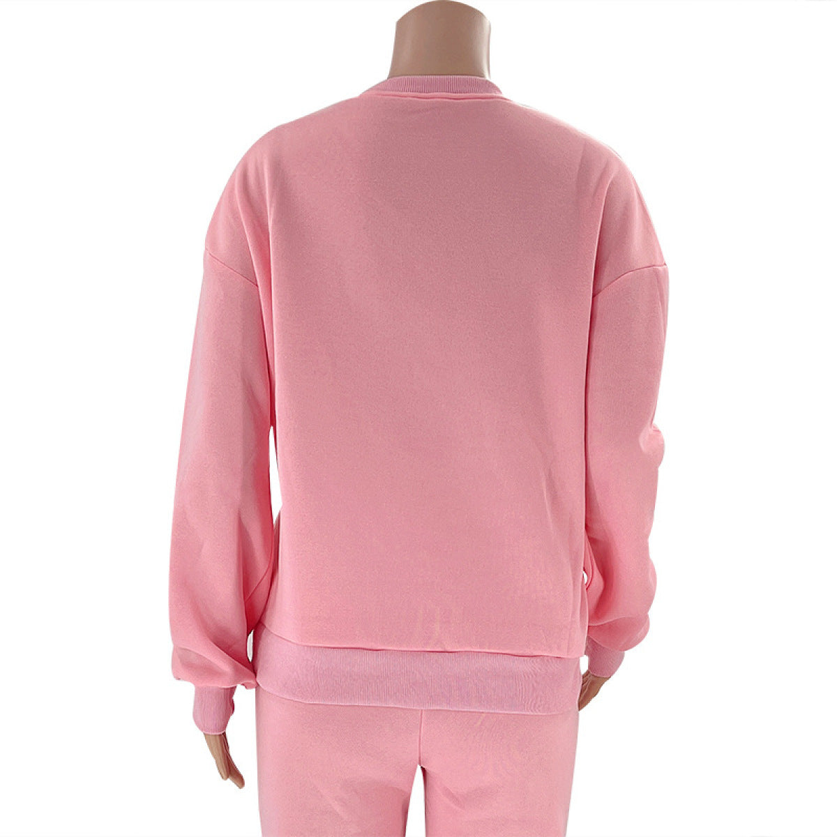 Solid Color Round Neck Long-Sleeved Sweatshirt & Sweatpants Set