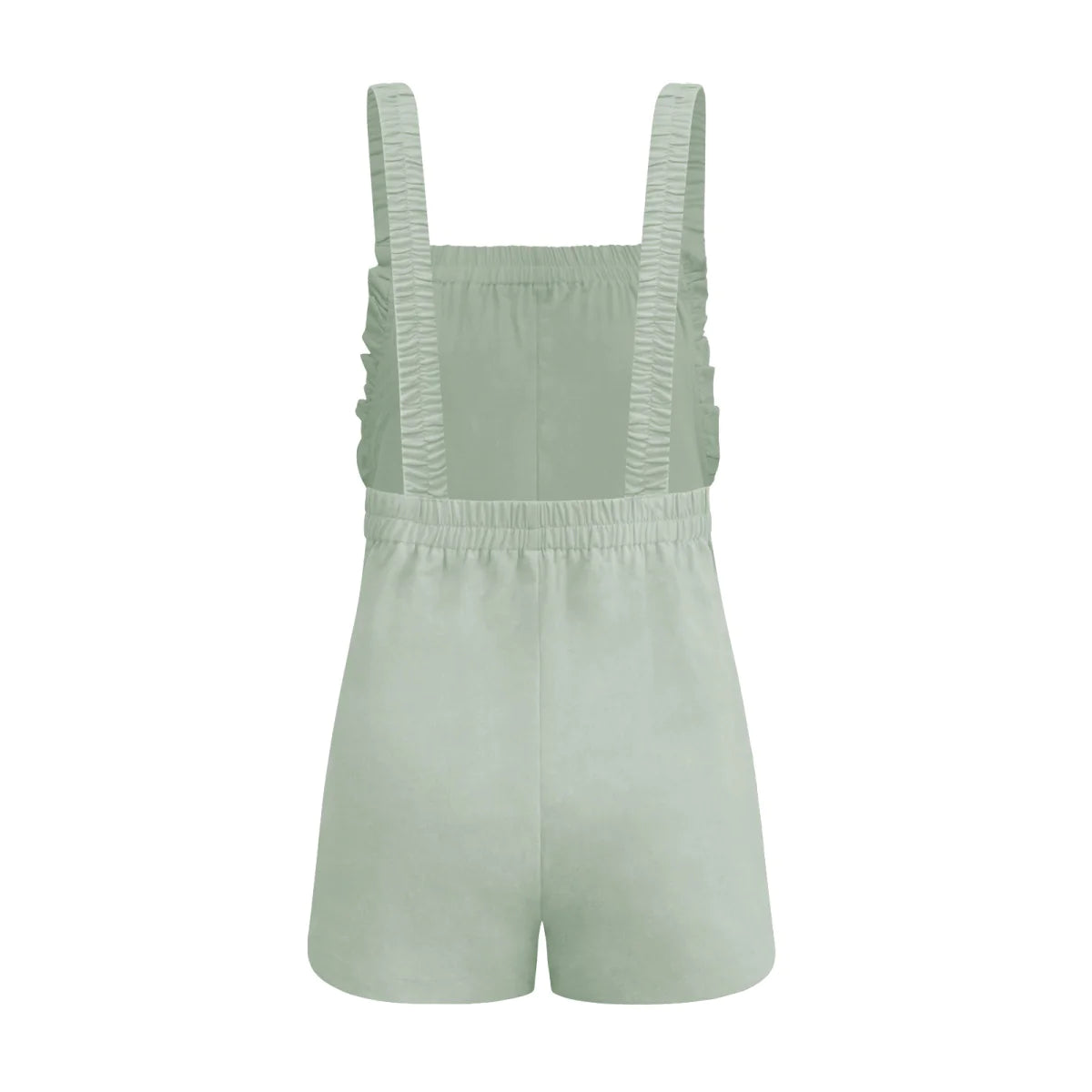 Solid Color Ruffle Overall with Pockets