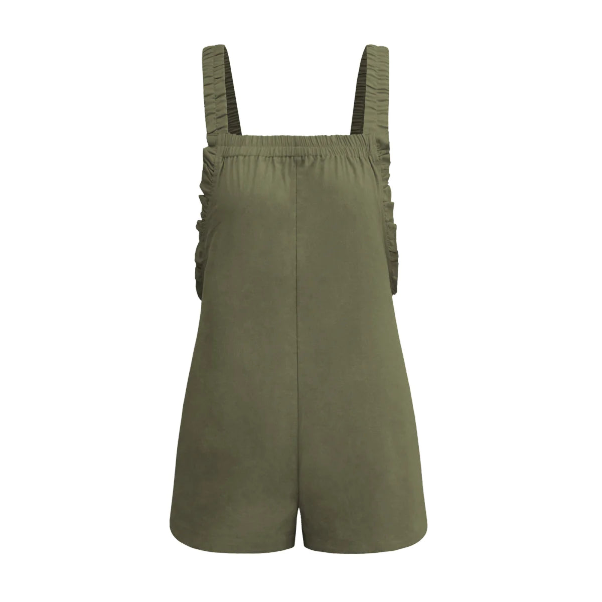 Solid Color Ruffle Overall with Pockets