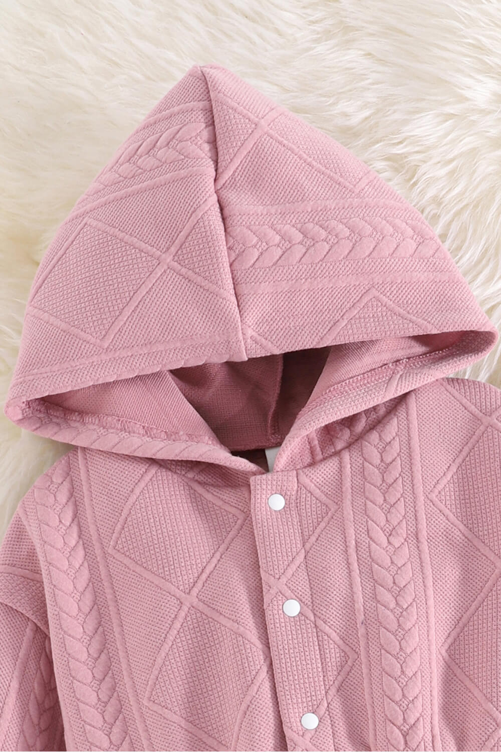 Girls Textured Hooded Jacket and Joggers Set