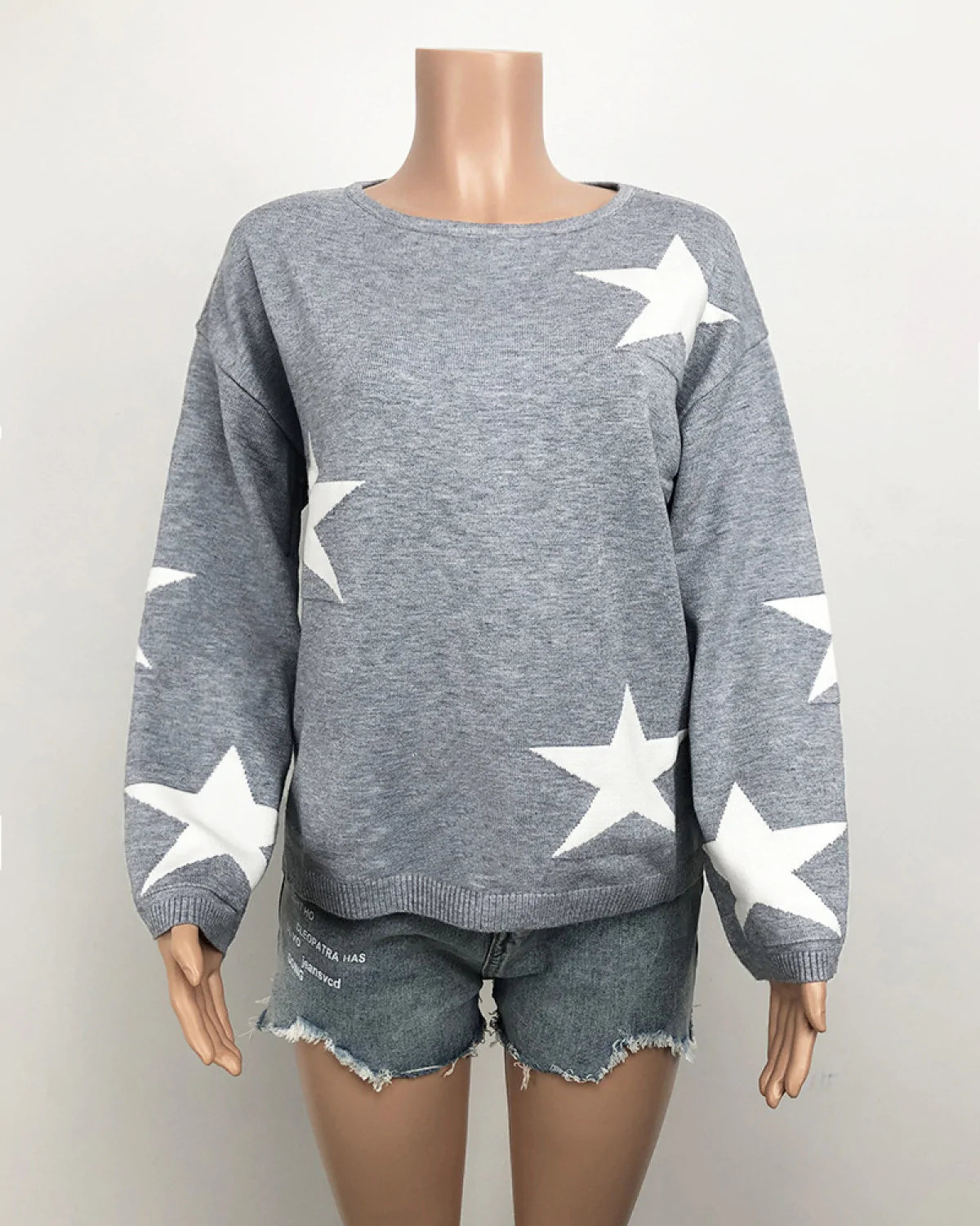 Pullover Round Neck Five-Pointed Star Knitted Sweater