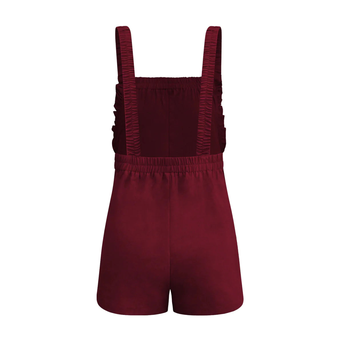 Solid Color Ruffle Overall with Pockets