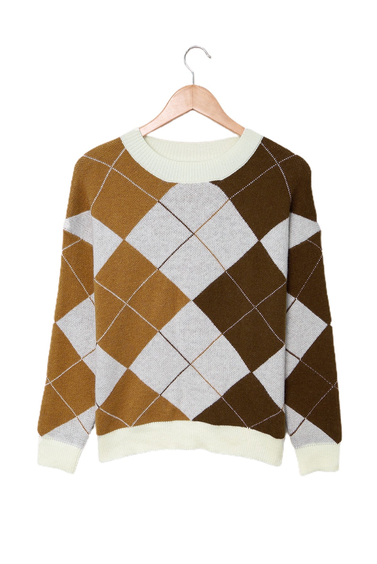 Geometric Color Block Drop Shoulder Sweater