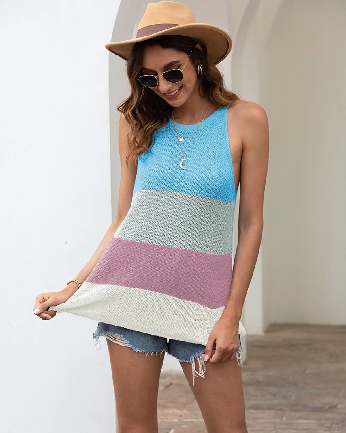 Casual Sleeveless Round Neck Vest