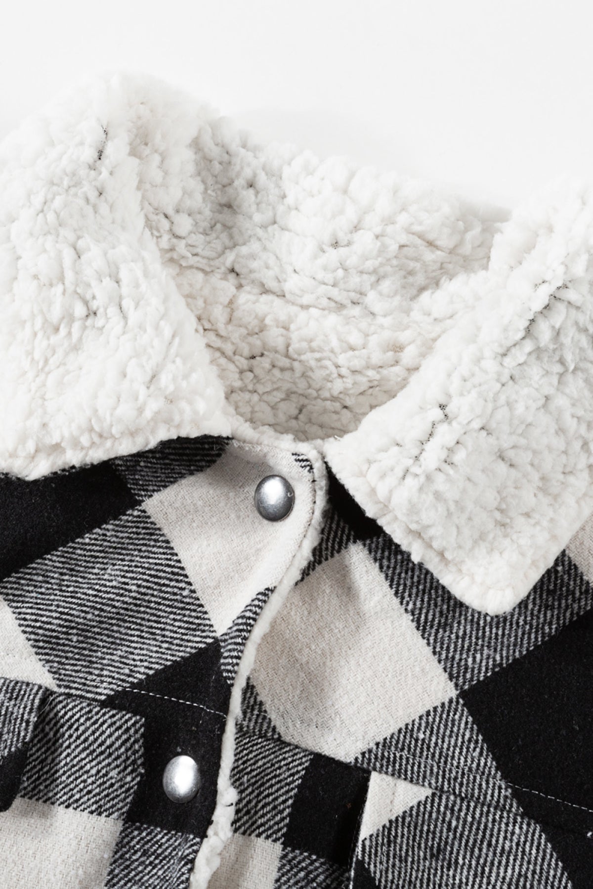 Plaid Print Fleece Button Jacket