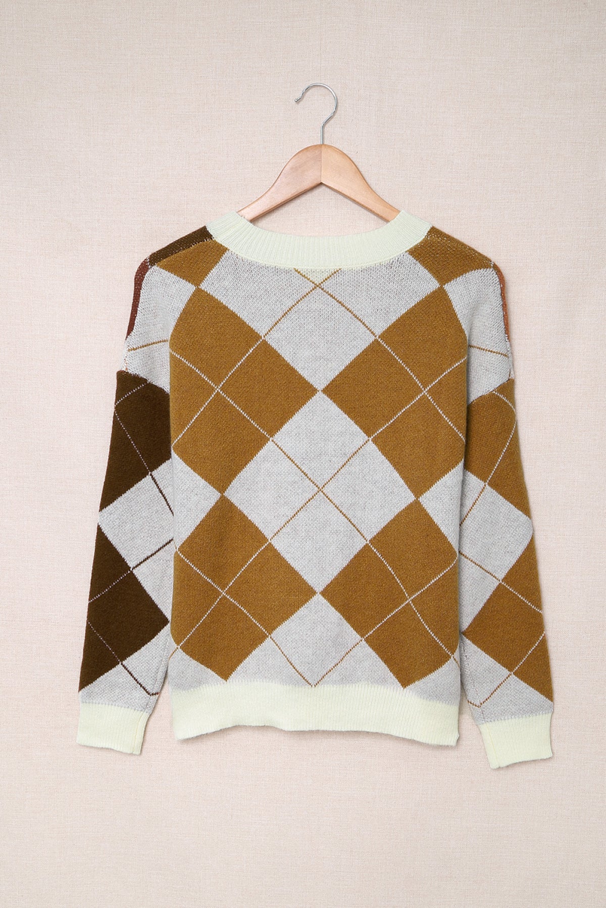 Geometric Color Block Drop Shoulder Sweater