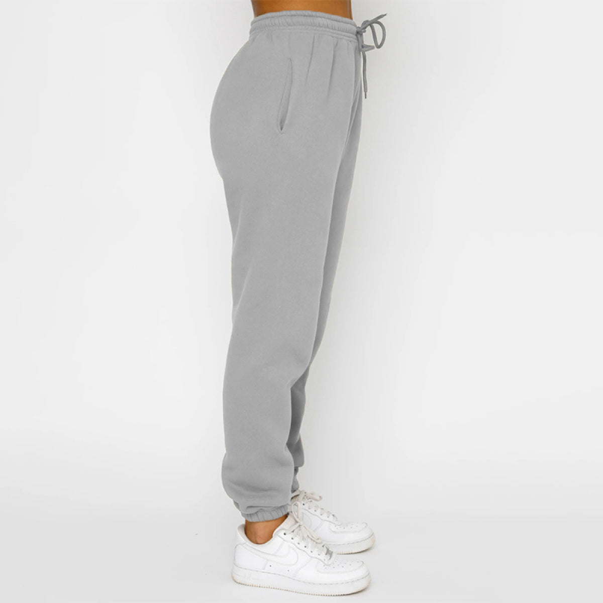 Solid Color Round Neck Long-Sleeved Sweatshirt & Sweatpants Set