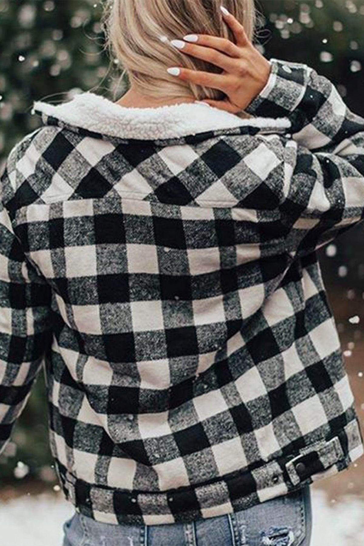 Plaid Print Fleece Button Jacket