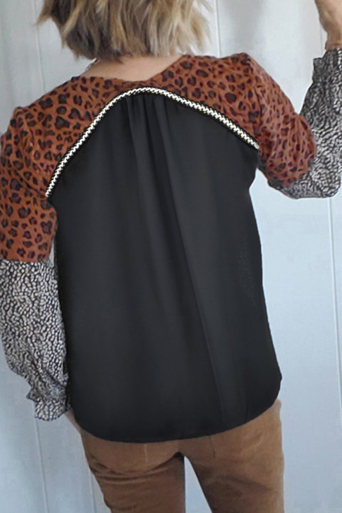 Leopard Patchwork Long Sleeve Top