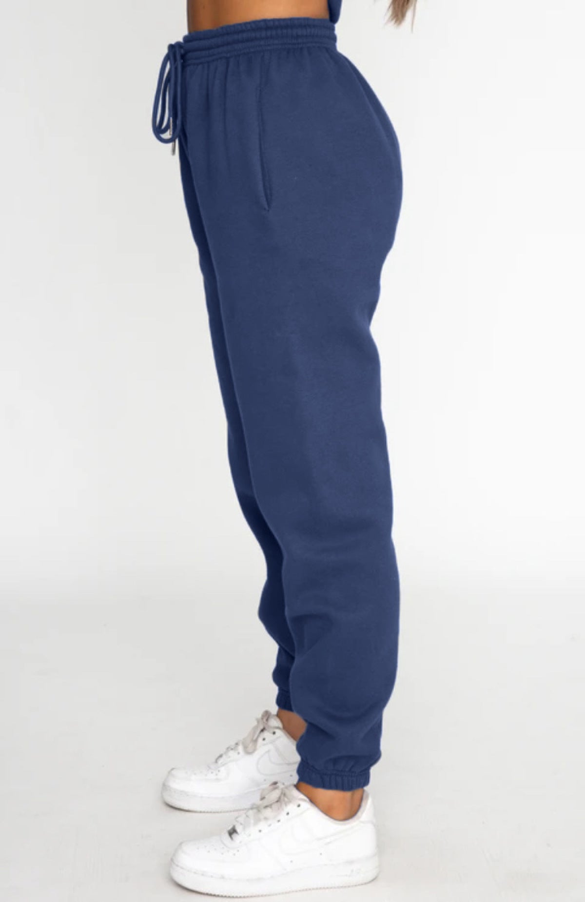 Solid Color Round Neck Long-Sleeved Sweatshirt & Sweatpants Set