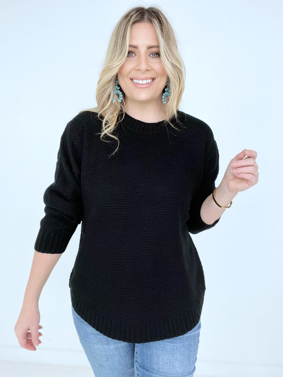 Zenana "Cozy Classic" Solid Hi-Low Long Sleeve Round Neck Sweater