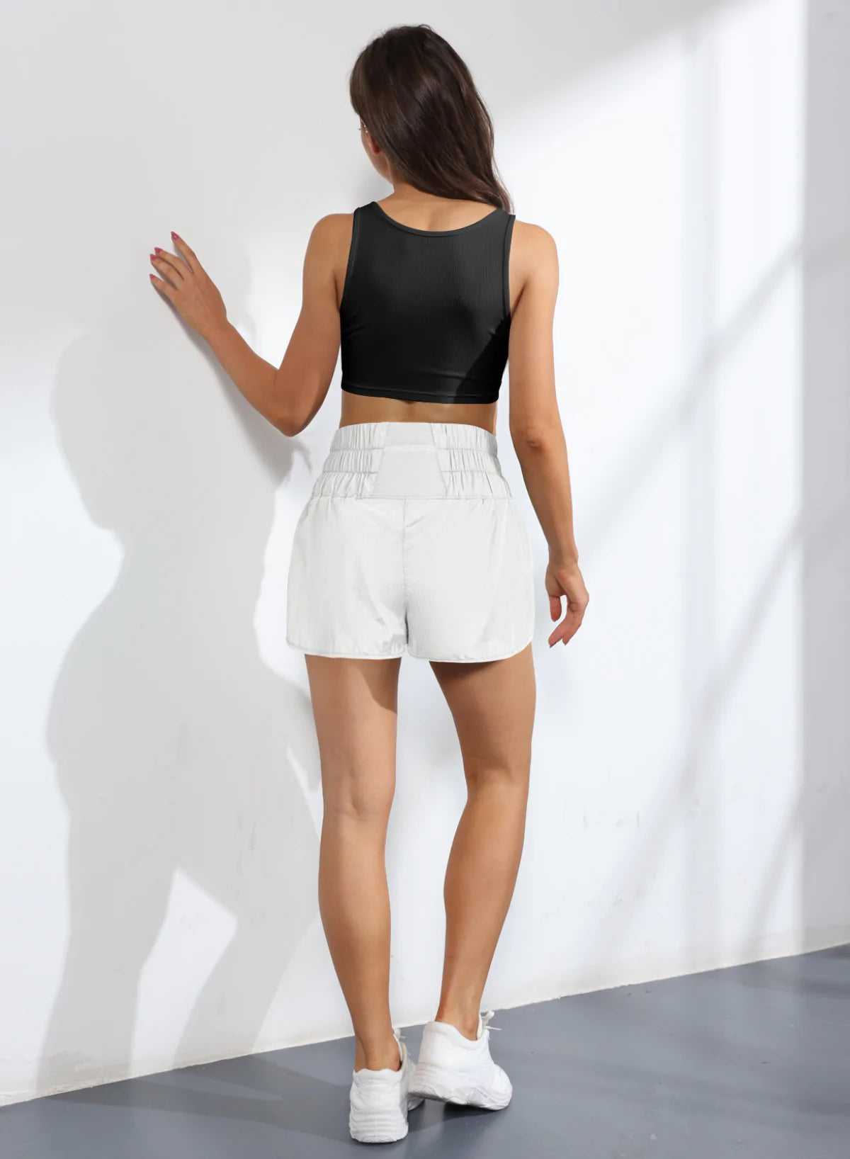 High-waist Solid Color Sports Shorts