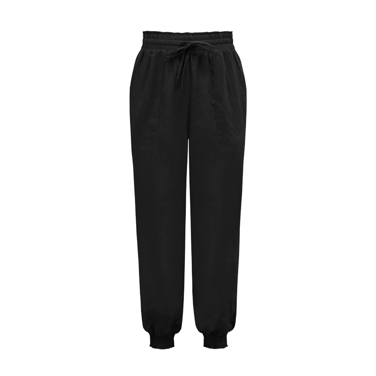 Solid Color Tie-waist Tapered Pants