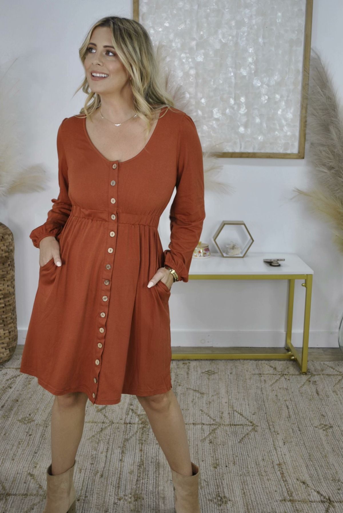 Autumn Button Up Long Sleeve Dress (Only Ships to US)