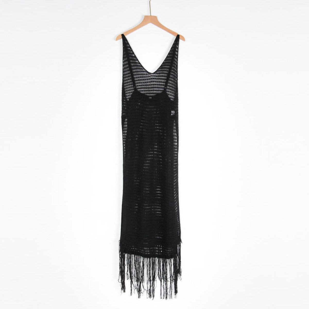 Sexy Cut Out Fringe Knitted Crochet Cover-Up