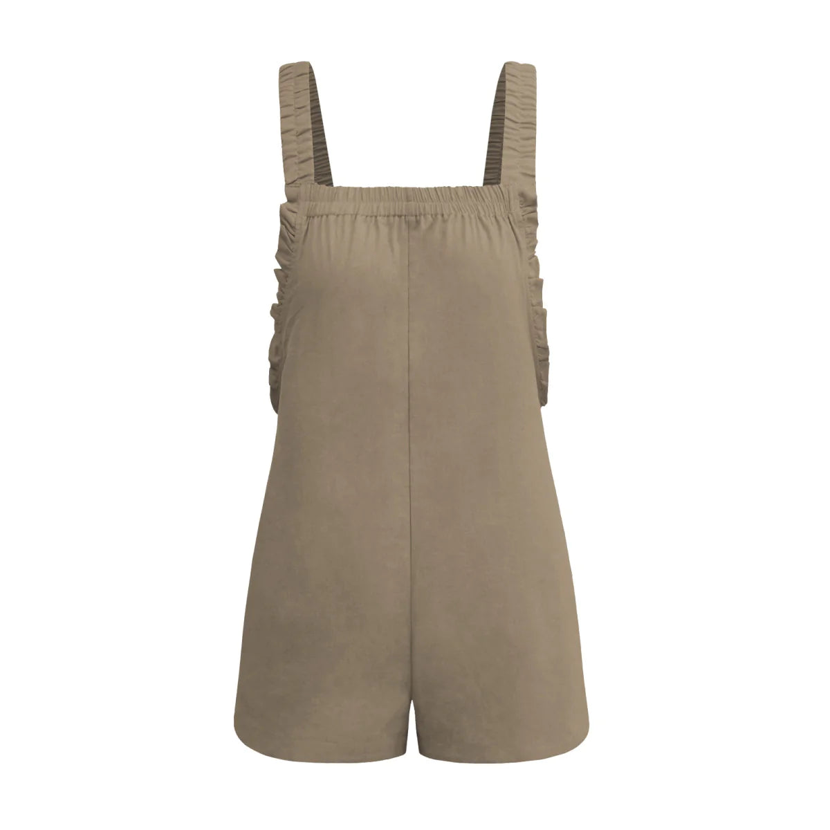 Solid Color Ruffle Overall with Pockets