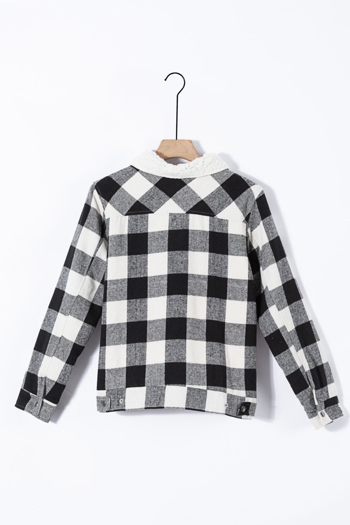 Plaid Print Fleece Button Jacket