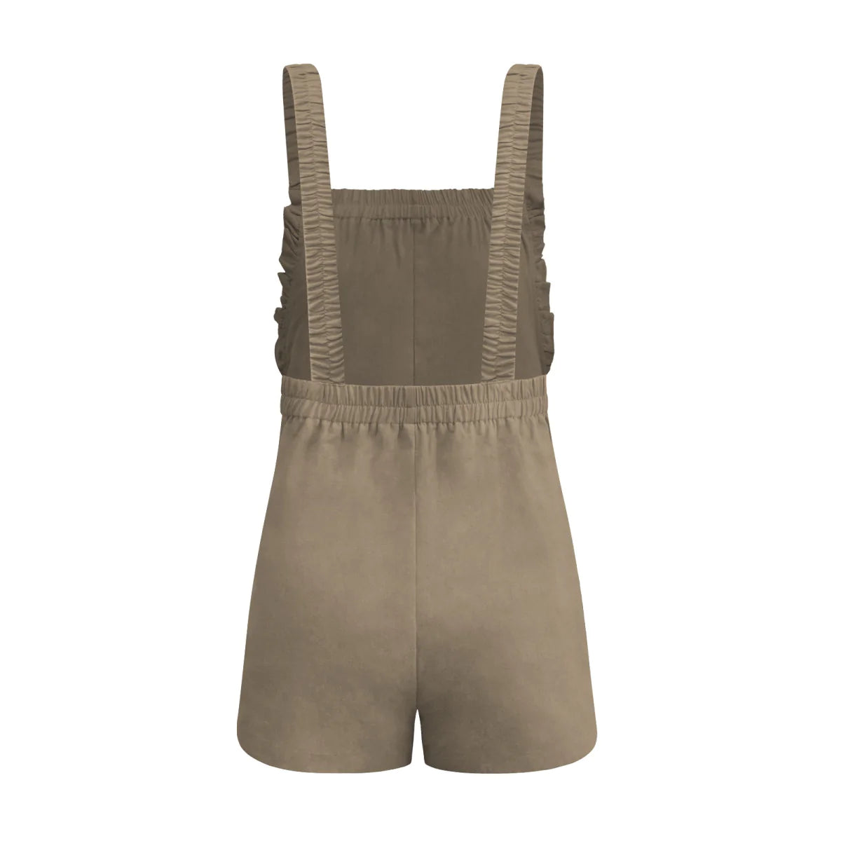 Solid Color Ruffle Overall with Pockets