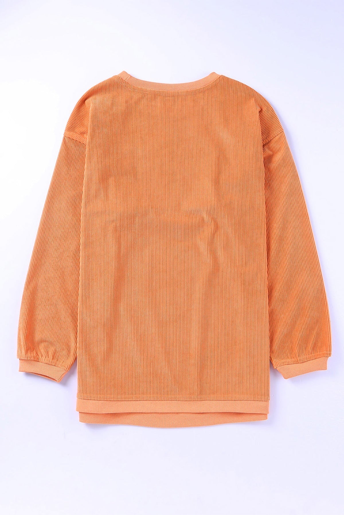 Orange TEXAS Ribbed Knit Long Sleeve Sweatshirt