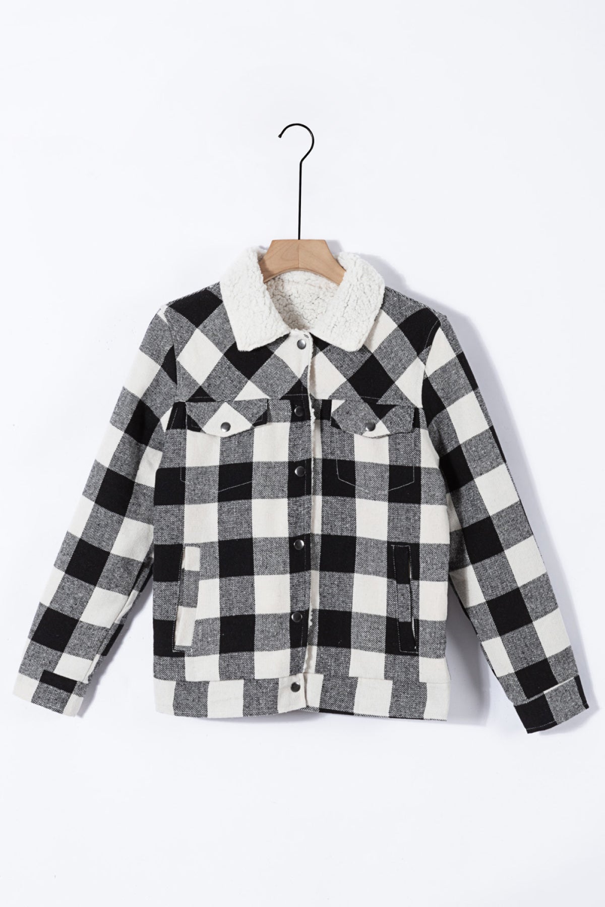 Plaid Print Fleece Button Jacket