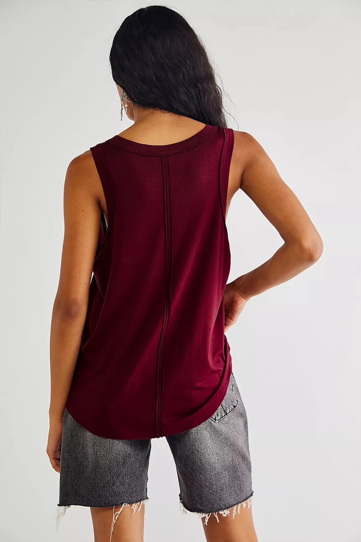 Deep V Solid Color Tank Top