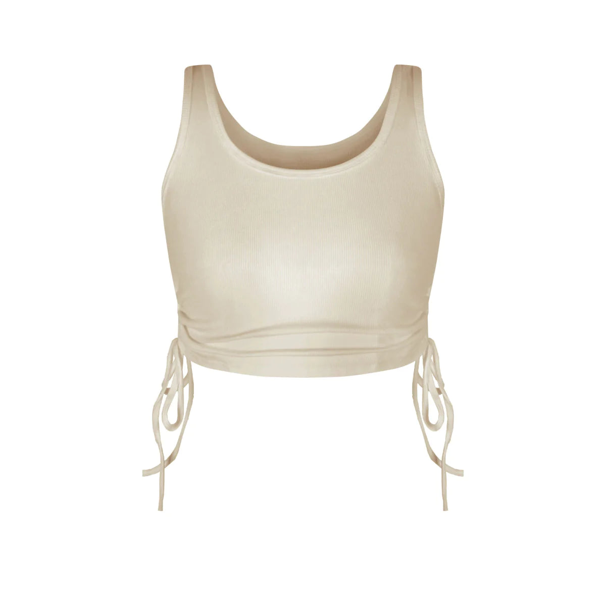 Solid Color Rouching Drawstring Crop Tank Top