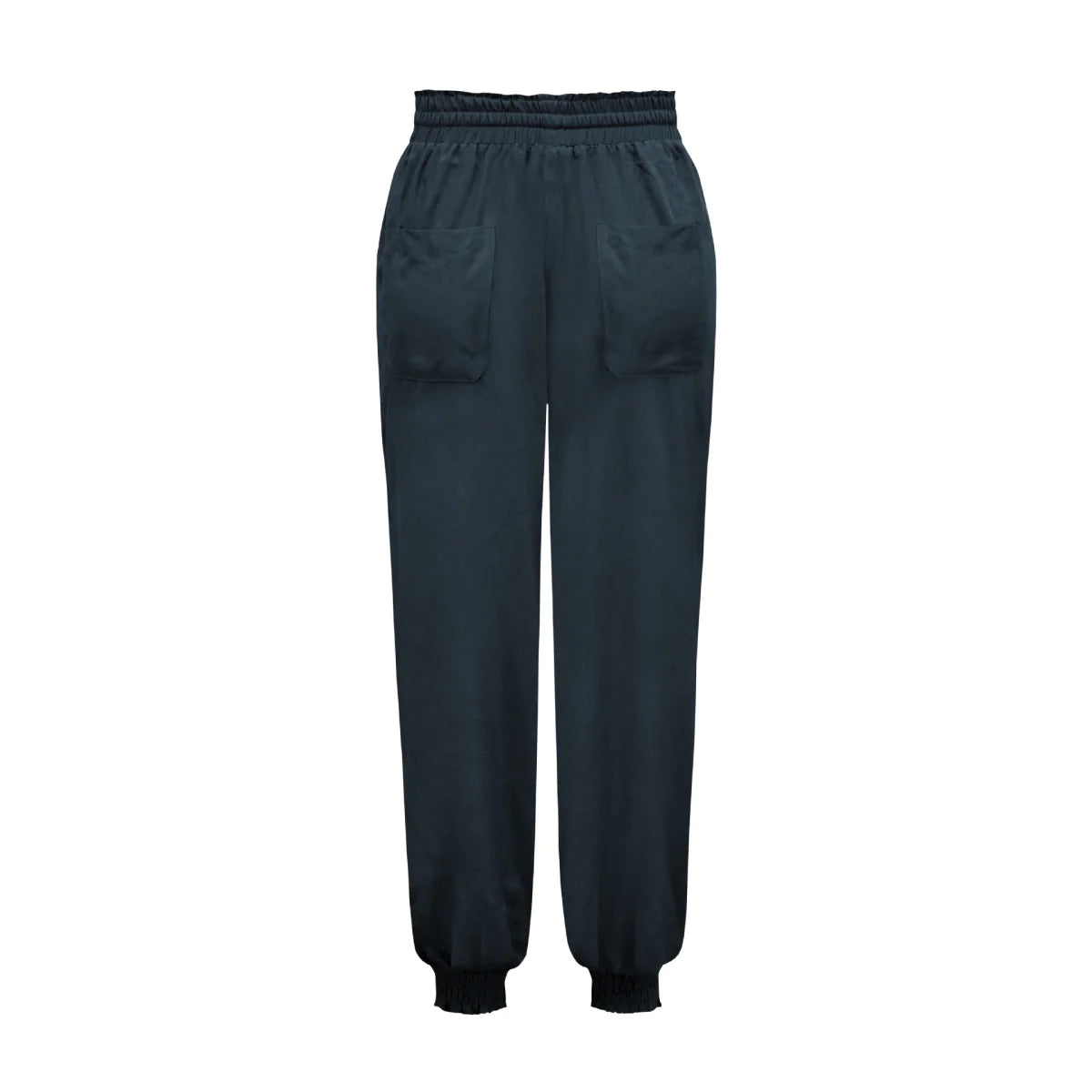 Solid Color Tie-waist Tapered Pants