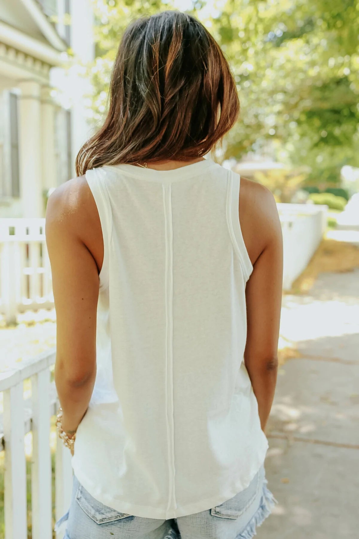 Deep V Solid Color Tank Top