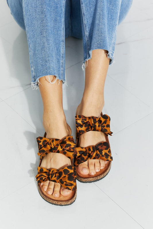 Copy of Forever Link Fiercely Feminine Leopard Bow Slide Sandals